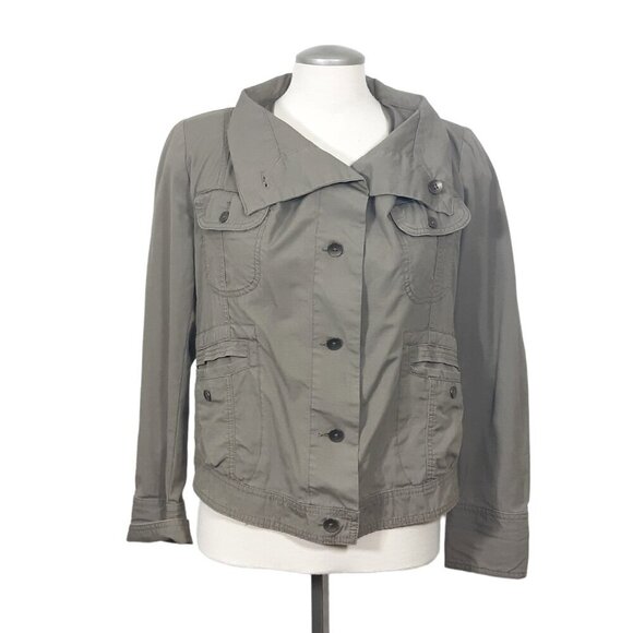 Eddie Bauer Ripstop Utility Jacket Womens S Olive Green Khaki Safari Outdoor - Picture 1 of 6